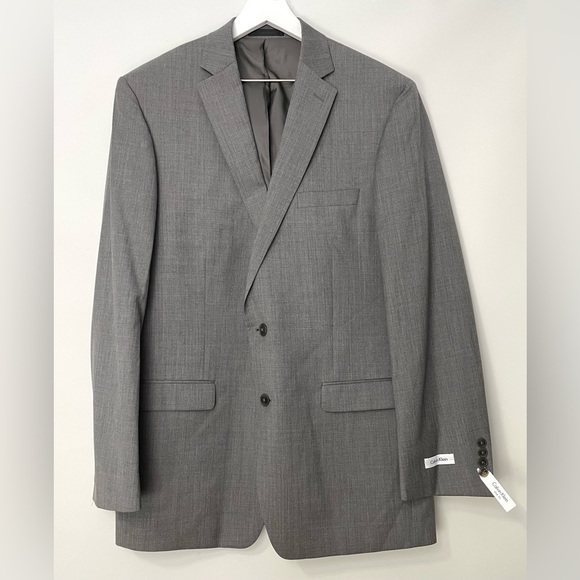 NWT Mens Calvin Klein 100% Wool Medium Gray Suit Jacket Blazer MLKA2 Size 44L